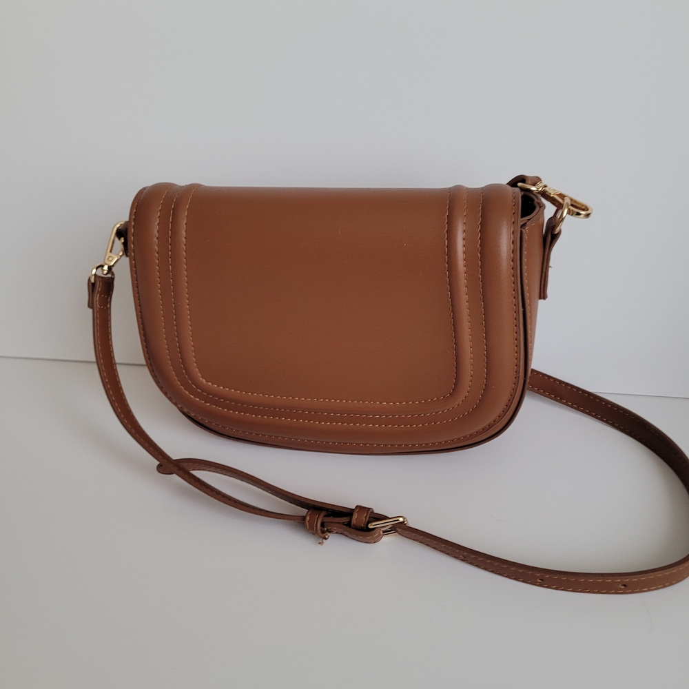Structured Saddle Crossbody Bag in Brown